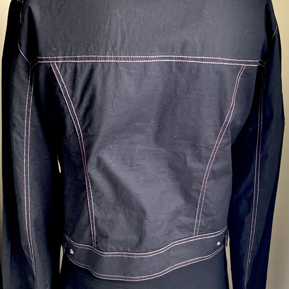 Black cotton collared short summer blazer accented with shiny colored beadings - Picture 8 of 16